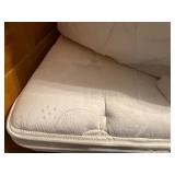 Queen Bed with Simmons Innerspring Mattress - Pine Wood Frame, Blue Floral Quilt