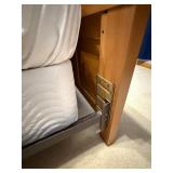 Queen Bed with Simmons Innerspring Mattress - Pine Wood Frame, Blue Floral Quilt