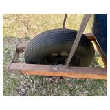 Wheelbarrow with Blue Metal Tub & Wooden Handles - Single Wheel
