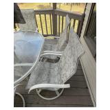 Round Glass-Top Outdoor Patio Table Set with Umbrella - 6 Woven Sling Chairs, White