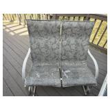 Round Glass-Top Outdoor Patio Table Set with Umbrella - 6 Woven Sling Chairs, White