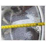 Round Glass-Top Outdoor Patio Table Set with Umbrella - 6 Woven Sling Chairs, White