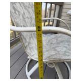 Round Glass-Top Outdoor Patio Table Set with Umbrella - 6 Woven Sling Chairs, White