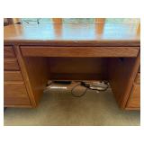 HON Oak Wood Office Desk - 6-Drawer Double Pedestal with Center Kneehole