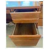 HON Oak Wood Office Desk - 6-Drawer Double Pedestal with Center Kneehole