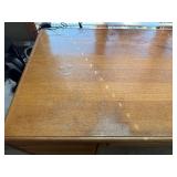 HON Oak Wood Office Desk - 6-Drawer Double Pedestal with Center Kneehole