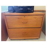Wood 2-Drawer File Cabinet with Lock - Oak Finish - contents NOT inc