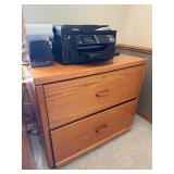 Wood 2-Drawer File Cabinet with Lock - Oak Finish - contents NOT inc