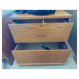 Wood 2-Drawer File Cabinet with Lock - Oak Finish - contents NOT inc