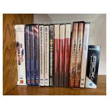 Globe on Stand with Assorted Books & DVDs - Wooden Shelf Display