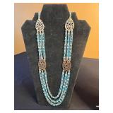 Necklace Collection - Multi-Strand Turquoise Beads with Filigree Pendants & Inc Coldwater Creek