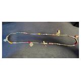 Red Bead Necklace Set with Treska Sunburst Pendant & Silver Tone Charm Necklaces