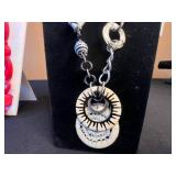 Red Bead Necklace Set with Treska Sunburst Pendant & Silver Tone Charm Necklaces