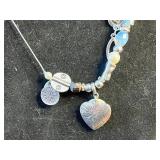 Red Bead Necklace Set with Treska Sunburst Pendant & Silver Tone Charm Necklaces