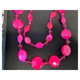 Hanging Jewelry Organizer with Clear Pockets - Includes 3 Beaded Necklaces