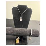Maria Rivolta Round Coin Like Pendant Necklace w Matching Bracelet & Sterling Jasper Stone Pendant