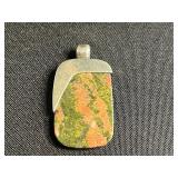 Maria Rivolta Round Coin Like Pendant Necklace w Matching Bracelet & Sterling Jasper Stone Pendant