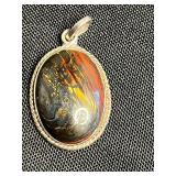 Sterling Silver Pendants - Pair with Oval Cabochons, 925 Mexico - quarter pictured for sizing