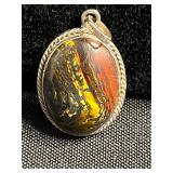 Sterling Silver Pendants - Pair with Oval Cabochons, 925 Mexico - quarter pictured for sizing