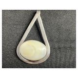 Sterling Silver Pendants - Pair with Oval Cabochons, 925 Mexico - quarter pictured for sizing