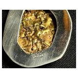 Sterling Silver Pendants - Orange Jasper Cabochon & Gold-Copper Mosaic (Lot of 2) - quarter pictured for sizing