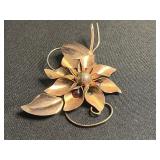 Coro Sterling Floral Burst Brooch & Truart Sterling Crescent Gem Brooch (missing stone)