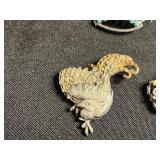 Vintage Jewelry Collection: Rhinestone Necklace, Turquoise & Crystal Brooches, Pins - all missing stones or back pins