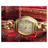 Clinton Watch - Swiss, Red Gold-Tone Cushion Case, Link Bracelet, Includes Box & Manual
