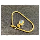 Matching Gold-Tone Coral Floral Bracelet (missing stone) & Earrings AND Matching Necklace & Bracelet w Large Iridescent Crystals & More!