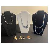 Boho Beaded Necklace Set with Cameo Pendant, Shell Hearts & M Initial Charm