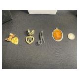 Boho Beaded Necklace Set with Cameo Pendant, Shell Hearts & M Initial Charm