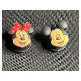 Pink Bead Multi-Strand Necklace with Faux Pearls, Mickey & Minnie Clips, Virgin Mary Charms & Mixed Earrings