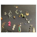 Huge Lot of Single Vintage Costume Earrings, Pendants & Charms