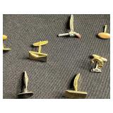 Lot of Mismatched/Single Cufflinks with Blue Cabochon, Inlays & Turquoise Accents