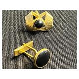 Lot of Mismatched/Single Cufflinks with Blue Cabochon, Inlays & Turquoise Accents