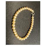 Avon Pearl Necklace - Cream Faux Pearl Bead Strand w Silver Tone Clasp - pearls unauthenticated