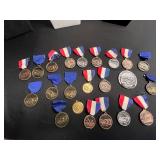 Medals with Red-White-Blue Ribbon - Assorted Commemorative Collection