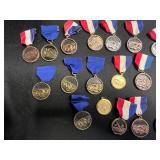 Medals with Red-White-Blue Ribbon - Assorted Commemorative Collection