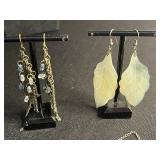 Vintage Pearl (unverified) Necklace Set With Heart Pendant & Leaf Earrings - Assorted Jewelry Collection