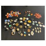 Vintage Costume Jewelry Assortment - Earrings, Brooches, Pins & Cameos Odds & Ends for Jewelry Making