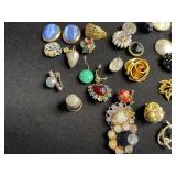 Vintage Costume Jewelry Assortment - Earrings, Brooches, Pins & Cameos Odds & Ends for Jewelry Making