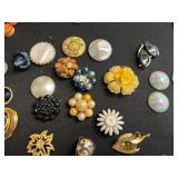 Vintage Costume Jewelry Assortment - Earrings, Brooches, Pins & Cameos Odds & Ends for Jewelry Making