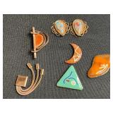 Vintage Costume Jewelry Assortment - Earrings, Brooches, Pins & Cameos Odds & Ends for Jewelry Making