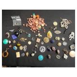 Assorted Costume Jewelry Collection - Rings, Brooches, Pendants & Beads Odds & Ends for Jewelry Making