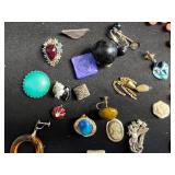 Assorted Costume Jewelry Collection - Rings, Brooches, Pendants & Beads Odds & Ends for Jewelry Making