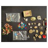 Vintage Costume Jewelry Assortment - Cameos, Brooches, Beads & Earrings Odds & Ends for Jewelry Making
