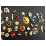 Vintage Costume Jewelry Assortment - Cameos, Brooches, Beads & Earrings Odds & Ends for Jewelry Making