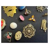 Vintage Costume Jewelry Assortment - Cameos, Brooches, Beads & Earrings Odds & Ends for Jewelry Making