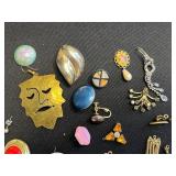 Vintage Costume Jewelry Assortment - Cameos, Brooches, Beads & Earrings Odds & Ends for Jewelry Making