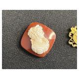 Vintage Costume Jewelry Assortment - Cameos, Brooches, Beads & Earrings Odds & Ends for Jewelry Making